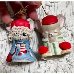 Vintage Lil Chimers Mouse Porcelain Bell Christmas Ornament Jasco